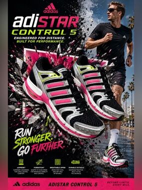New! Adidas Adistar Control 5 in Core Black/Lucid Pink/Silver Metallic!